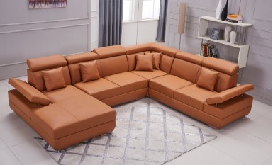 Gwen - U - Leather Sofa Lounge Set
